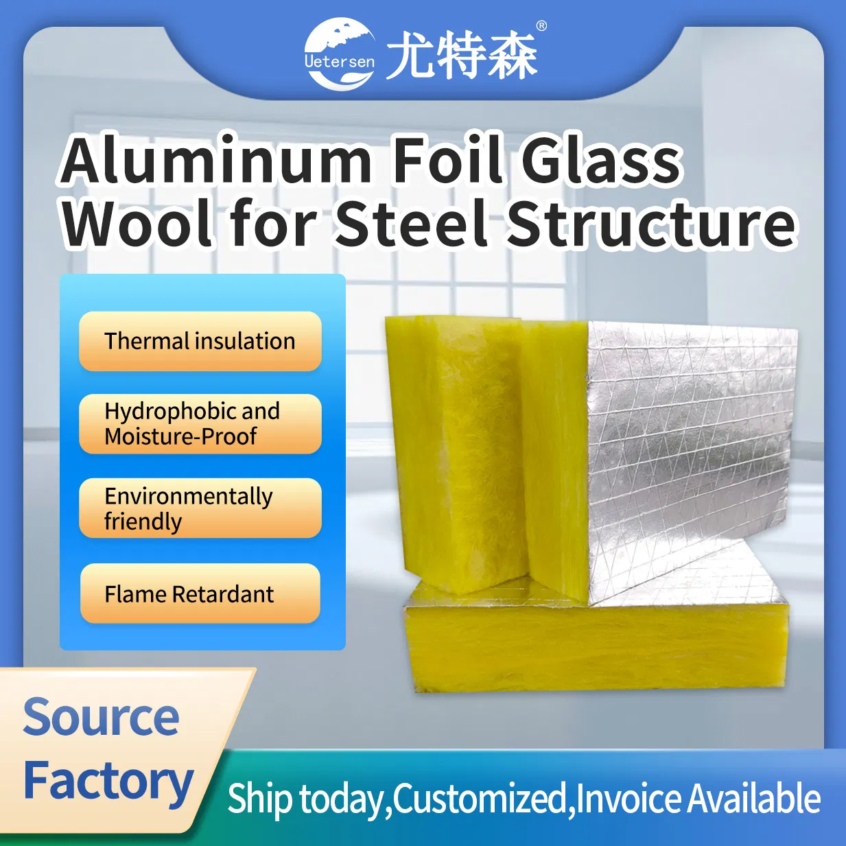 Eco-Friendly Glasswool Insulation Board for Steel Frame Construction Applications