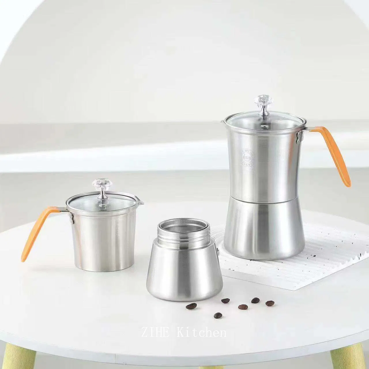 304 Stainless Steel Moka Pot Italian Hand Made Teapot European Style Outdoor Portable