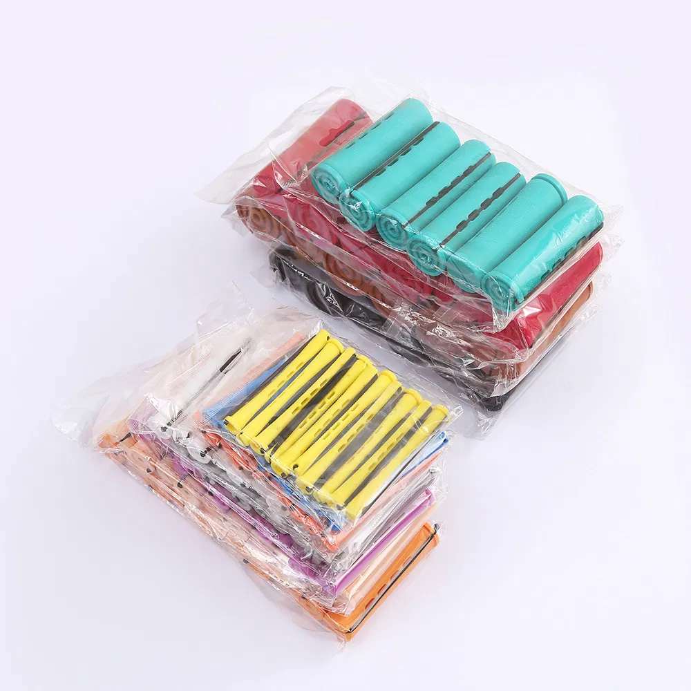 Guangdong Salon Mini Wholesale Wave DIY Plastic Barrel Hair Curler Roller Pin Rollers Set with Rubber
