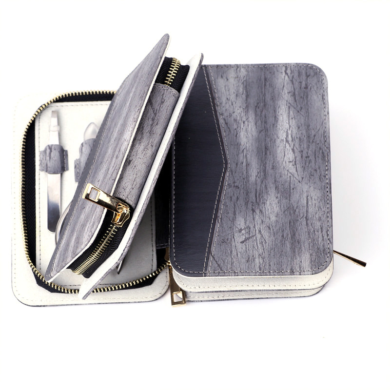 Custom Logo Professional Manicure Set Stainless Steel Nail Clippers Care Tools Set Leather Portable Travel Case Nail Kit