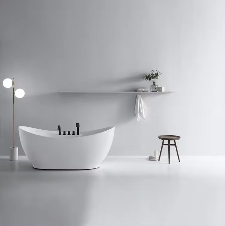 Wholesale Poland Japanese Soak Bathtubs White Water Massage Bath Tub Acrylic for Adult Bathtub with Faucets and Armrest