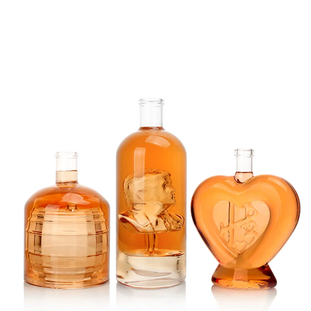 Customized Shape Clear High Borosilicate Whisky Run Liquor Vodka Spirits Glass Bottle