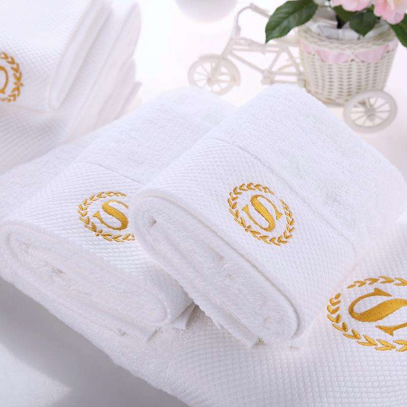 100% Cotton White Color Hotel Embroidery Towel Set (JRD271)