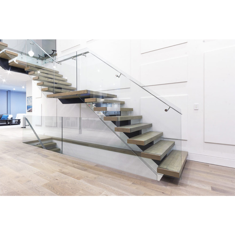 Indoor Residential Custom Wood Tread Stairs Straight Staircase