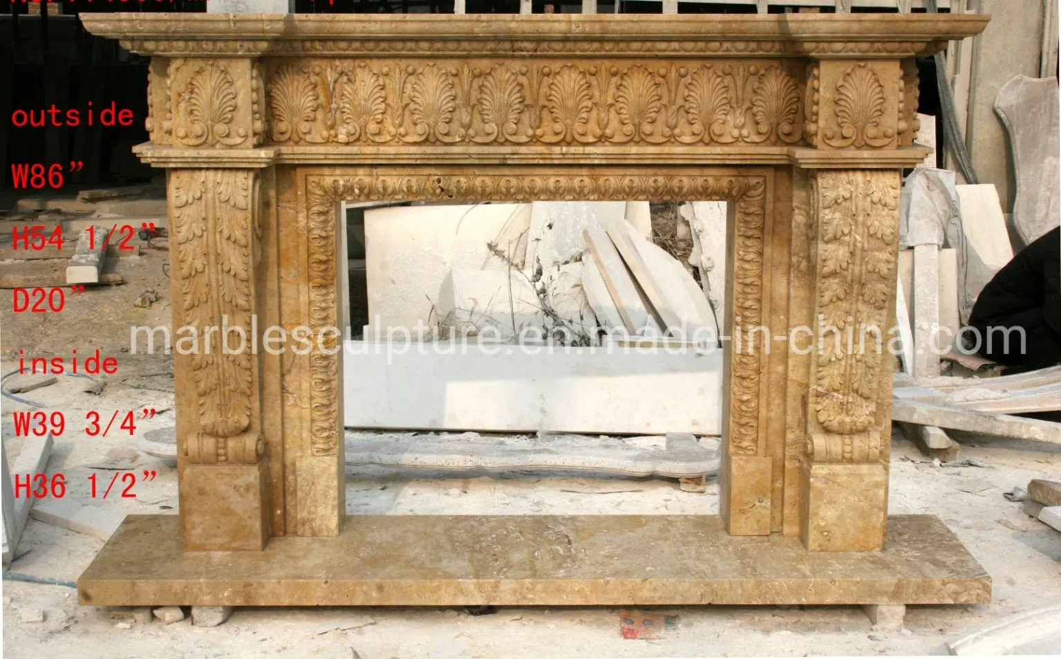 Home Indoor Use Antique Marble Fireplace Stone Mantel Beige Marble Fireplace Surround for Sale (Mfp-022)
