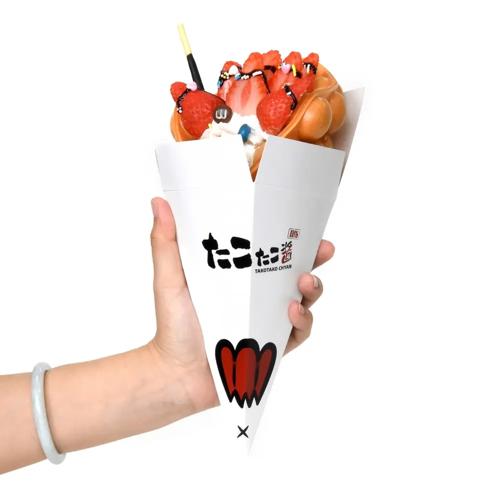 Custom Disposable Ice Cream French Fries Holder Printed Kraft Paper Bowls