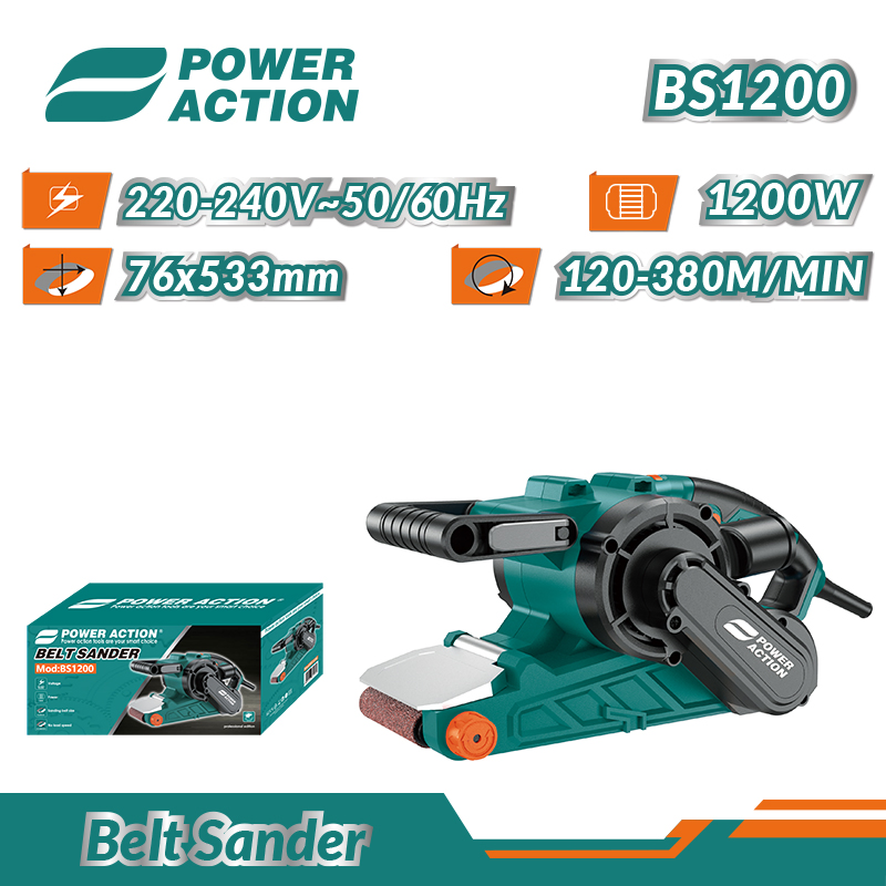 Power Action Wood Metal Sanding 1200W Portable Electric Industrial Wide Belt Sander