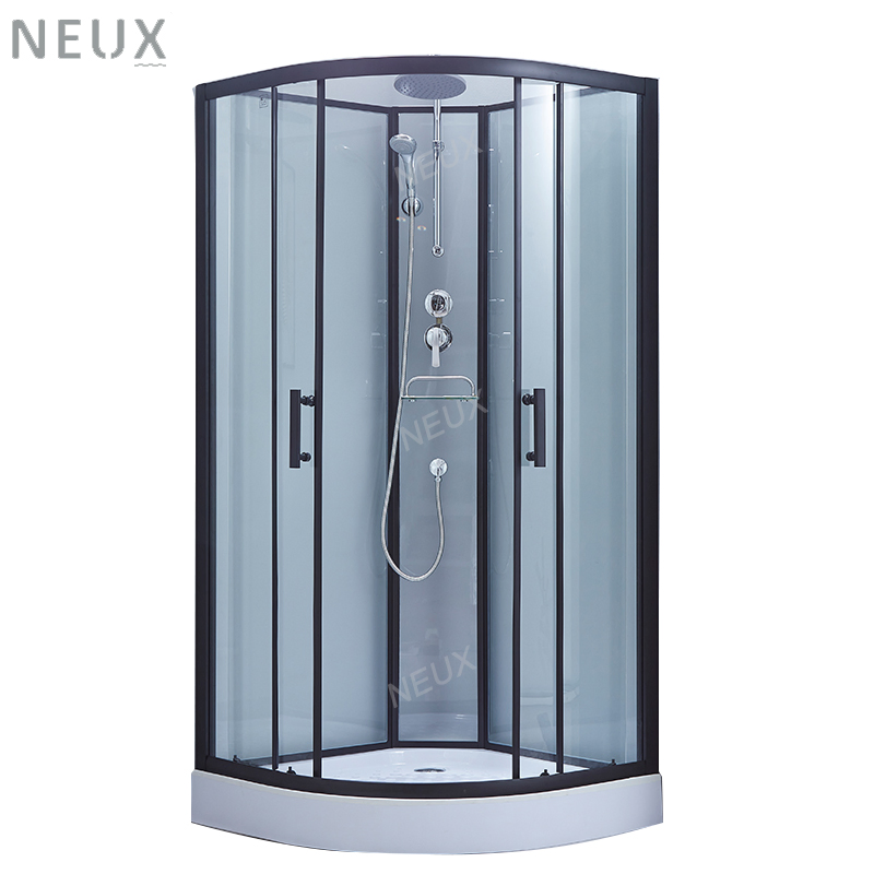 Wholesale Bathroom Sector Corner Glass Sliding Door Shower Cabin with Tray