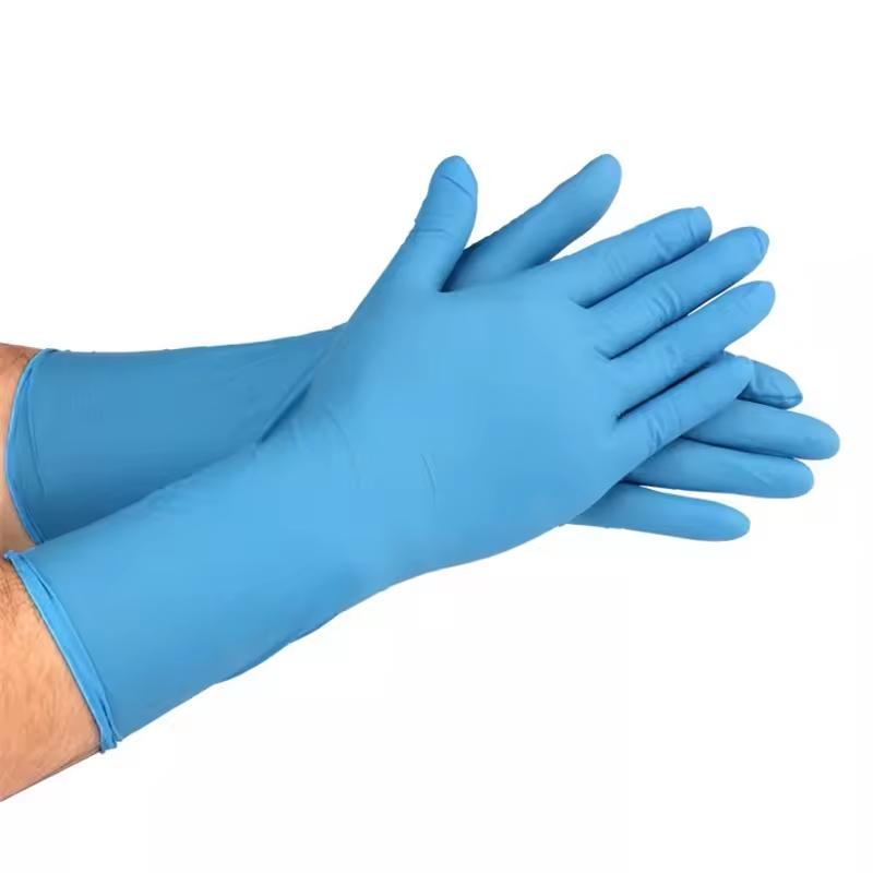 12 Inch Long Cuff Nitrile Vinyl Gloves Strong Powder Free Disposable Nitrile Gloves