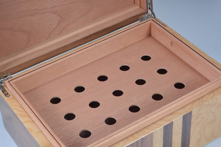 Glossy Varnish Mixed Wooden Cigar Humidor