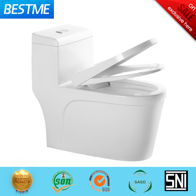 Foshan Bestme Brand One Piece Soft Close Cover White Glazed Easy Clean Ceramic Toilet (BC-1313)
