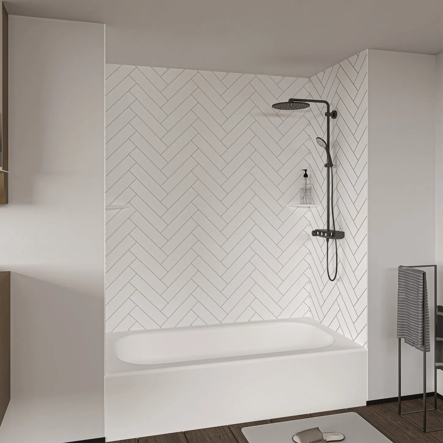 Customized Shower Wall Panel Easy Installation Cultured Marble Tub Surrounds