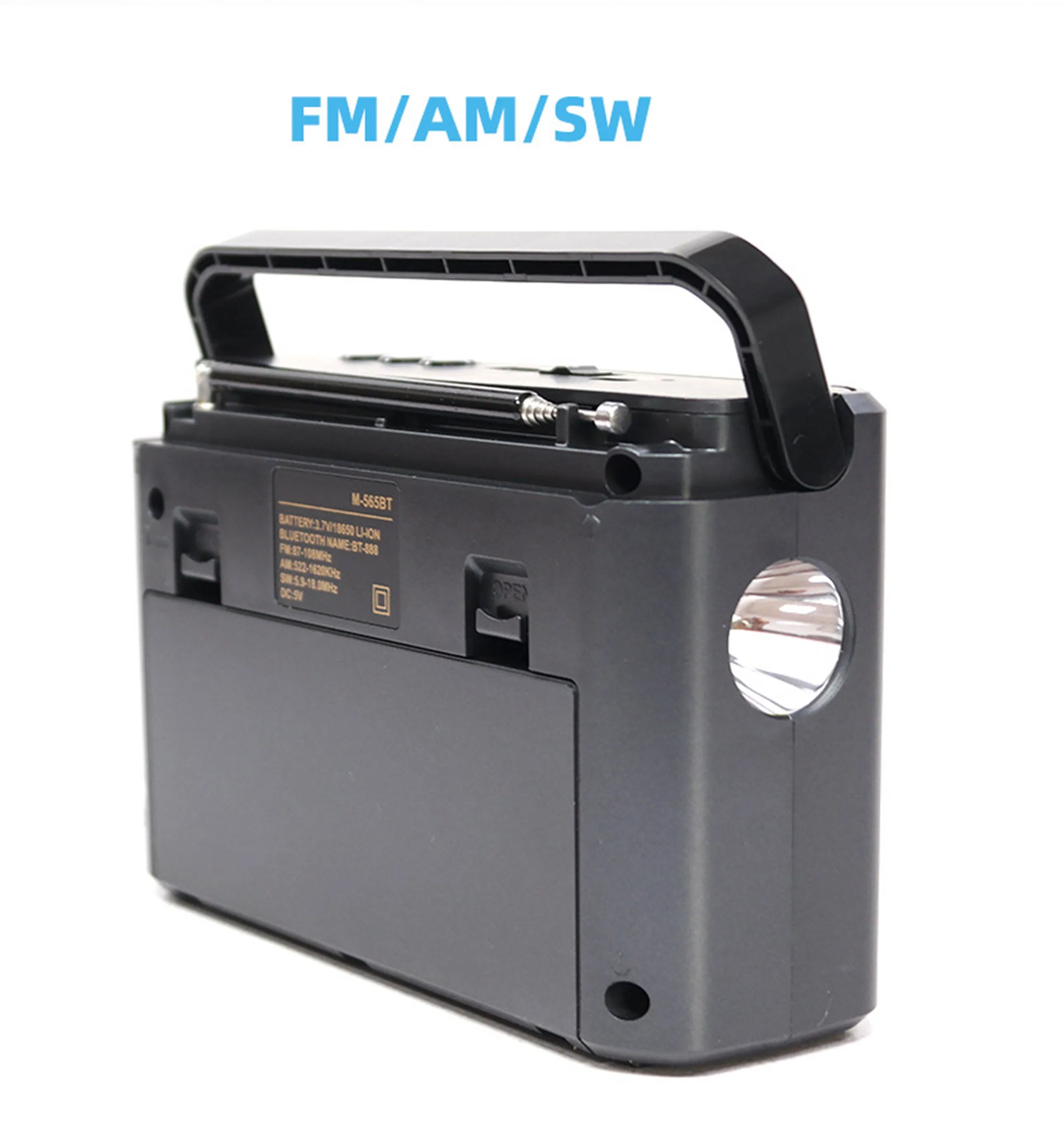 Портативное радио Bluetooth AM/FM с фонариком