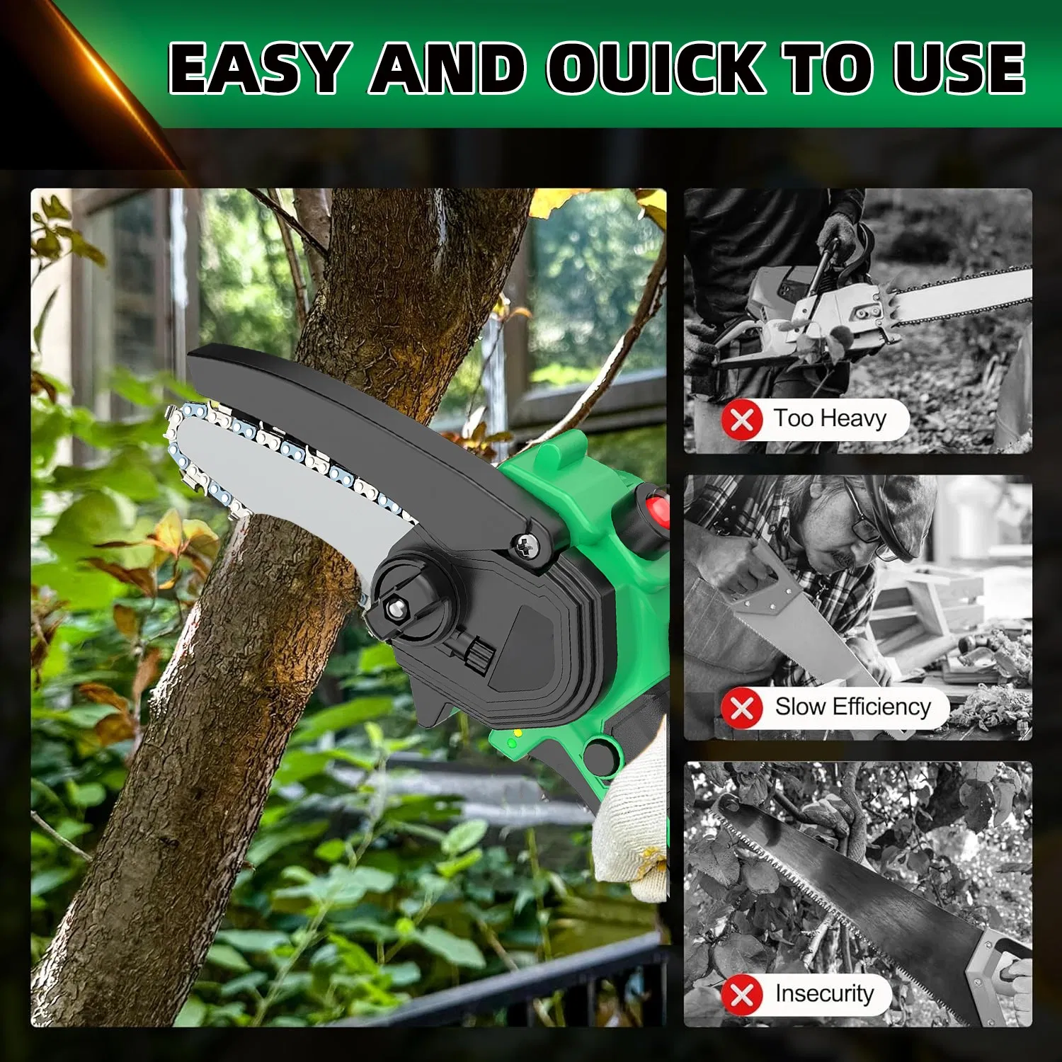 Мини-бензопила электрическая 12В, 4 дюйма