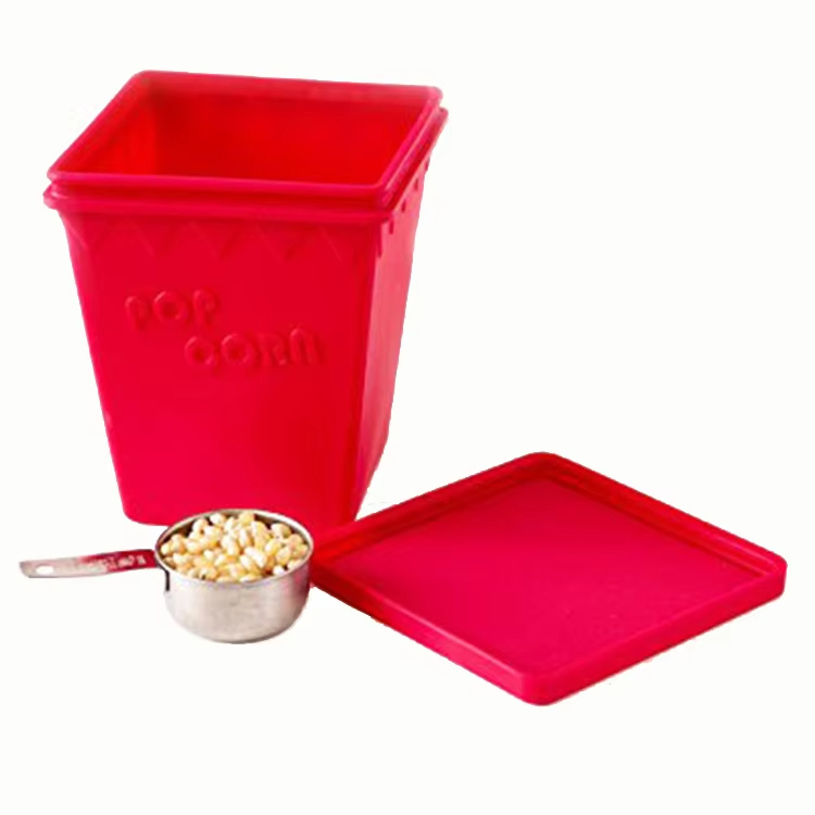 Brand New Square Popcorn Microwave Silicone High Quality DIY Popcorn Bucket Maker with Lid Box