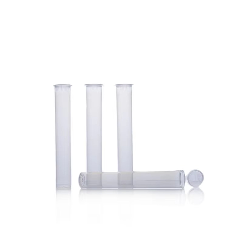 Transparent Tamper Evident Child Resistant 109mm Custom Logo Plastic Squeeze Pop up Pre-Roll Tube