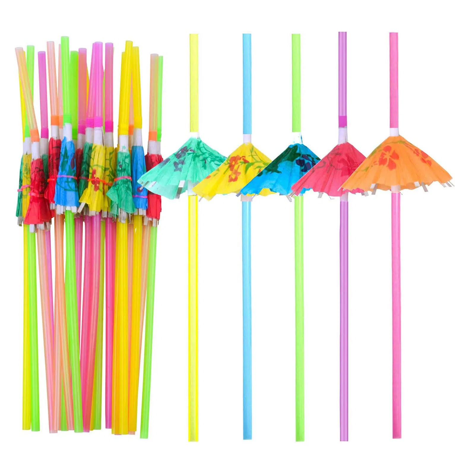 Shape Artistic Plastic Straws Straw Fluorescent Plastic Bendy Flexible Drinking Straw