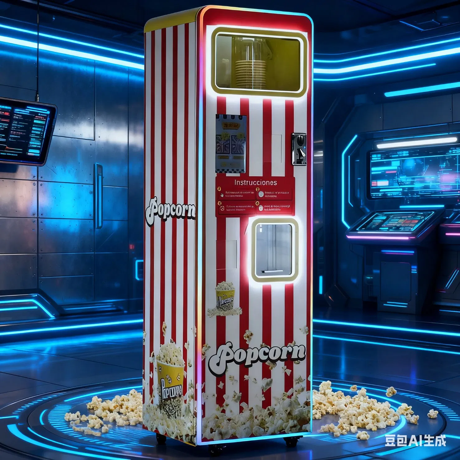 Automatic Snack Machine Coin Bill Credit Card Operated Removable Popcorn Vending Machine in Cinema