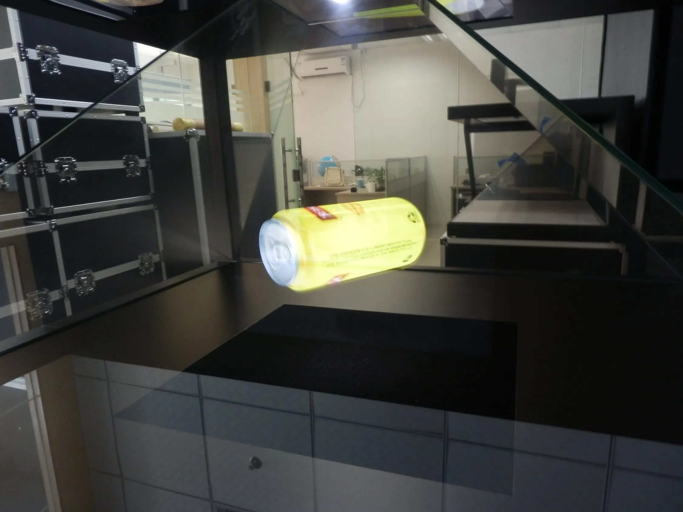 Holo Box, Clear Glass Display Showcase with Light, Hologram Device