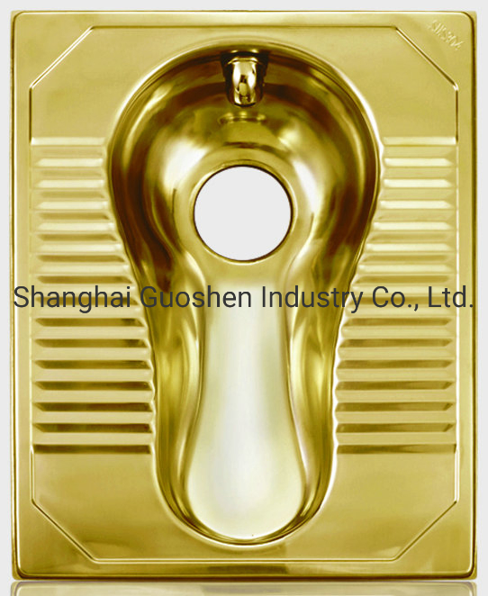 Top Quality Sanitary Ware Gold Nanometer Stainless Steel Squat Pan for Toilet 580X450