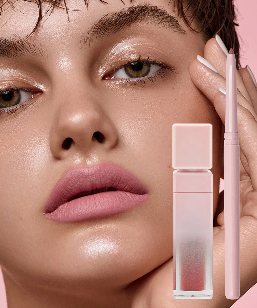 Custom Logo Private Label Lip Makeup Combo Matte Lipliner High Gloss Lipstick Creamy Glossy Lipstick