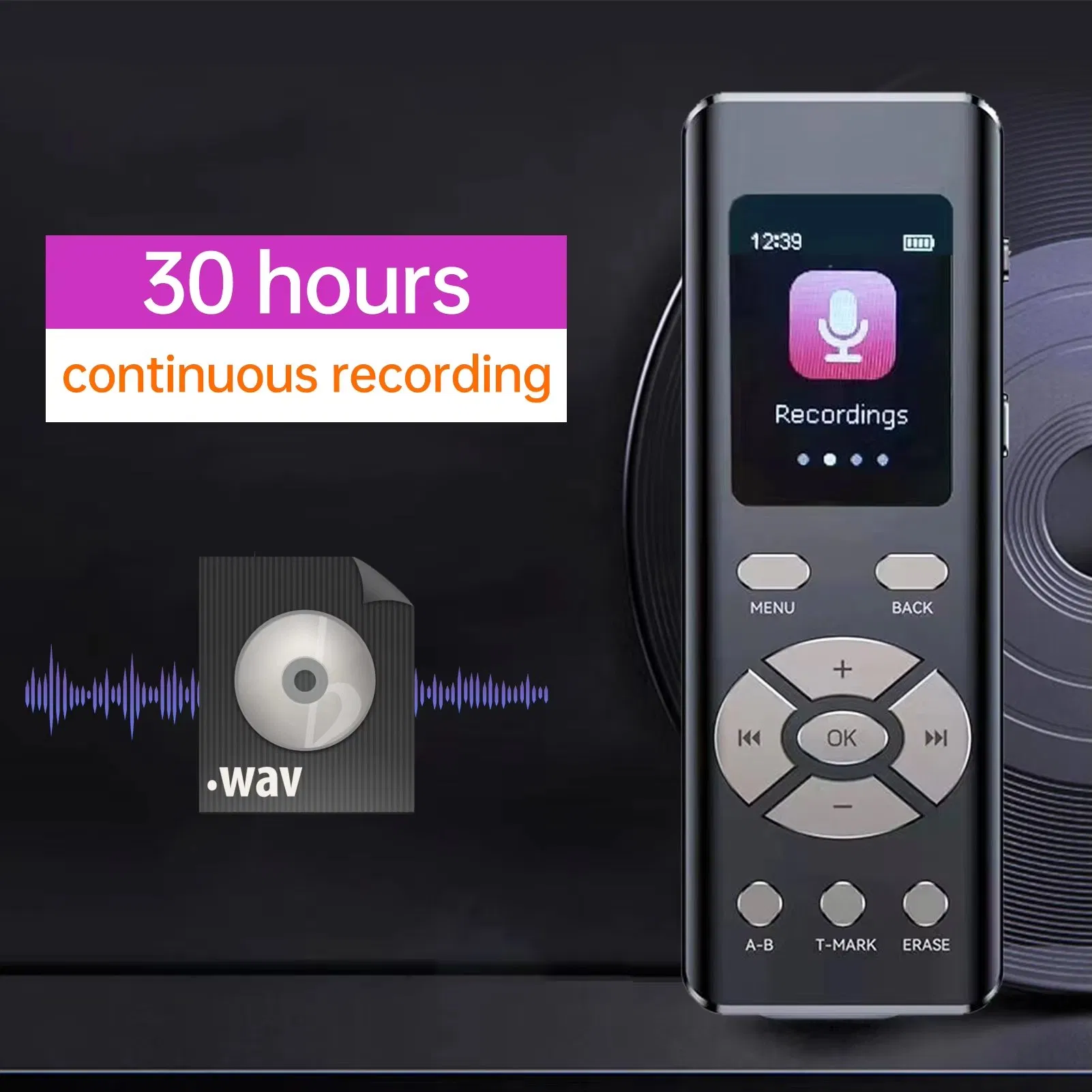 Портативный диктофон Smart Voice Recorder с микрофоном