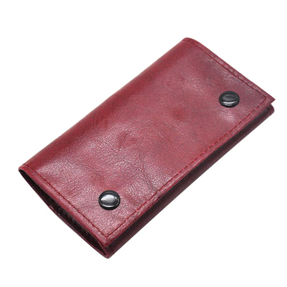 Wine Red Good Quality Tobacco Bags Three-Layer Soft Leather Tobacco Pouch