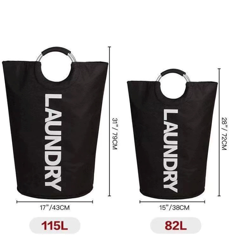125L Large Foldable Laundry Basket Collapsible Freestanding Bag in Black Mi30561