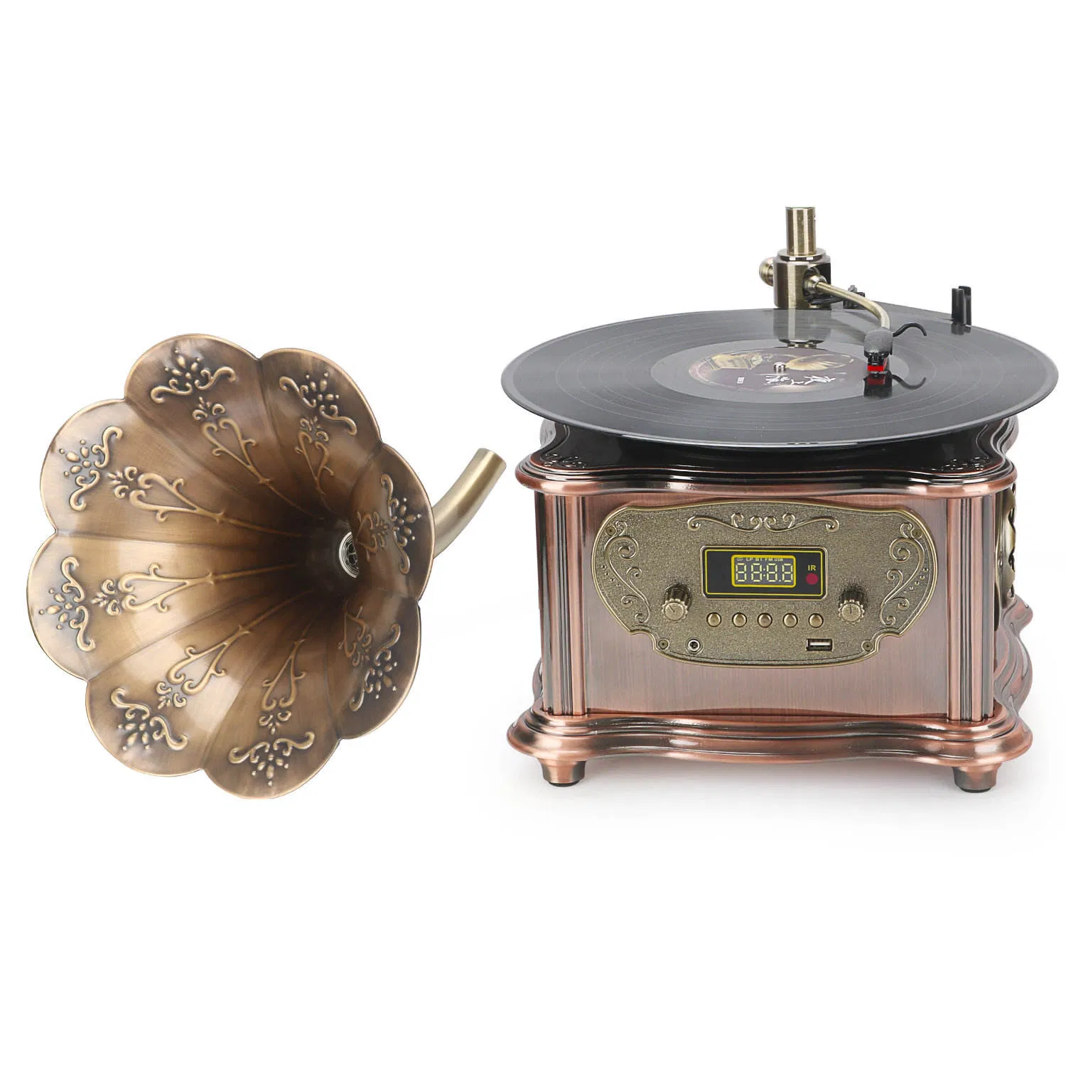 Multi Functional Bluetooth Stereo Retro Features Vinyl Phonograph Gramophone Vinyl Record Player Home Decoration Gift Turntable Player for Friend and Parents