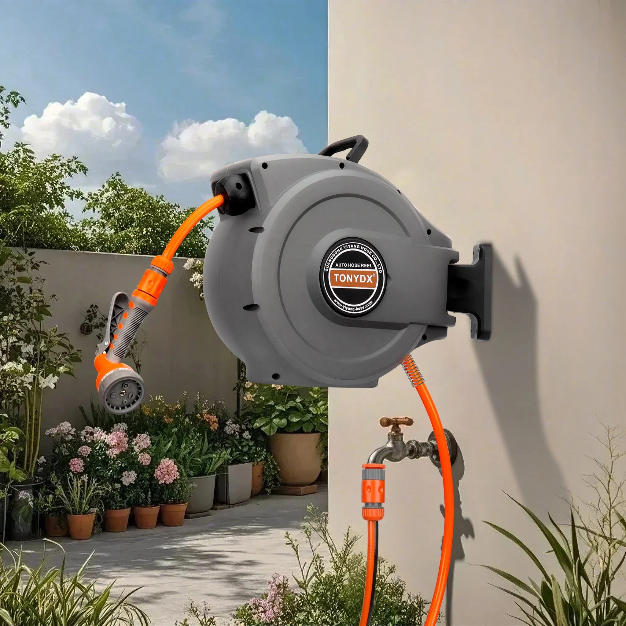 Auto Garden Hose Reel with 1/2" Hose 10m 15m
