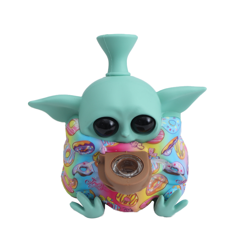 Yoda Daily Used Waterpipes Creative Shisha Hookah Hand Glass Silicone Pipe