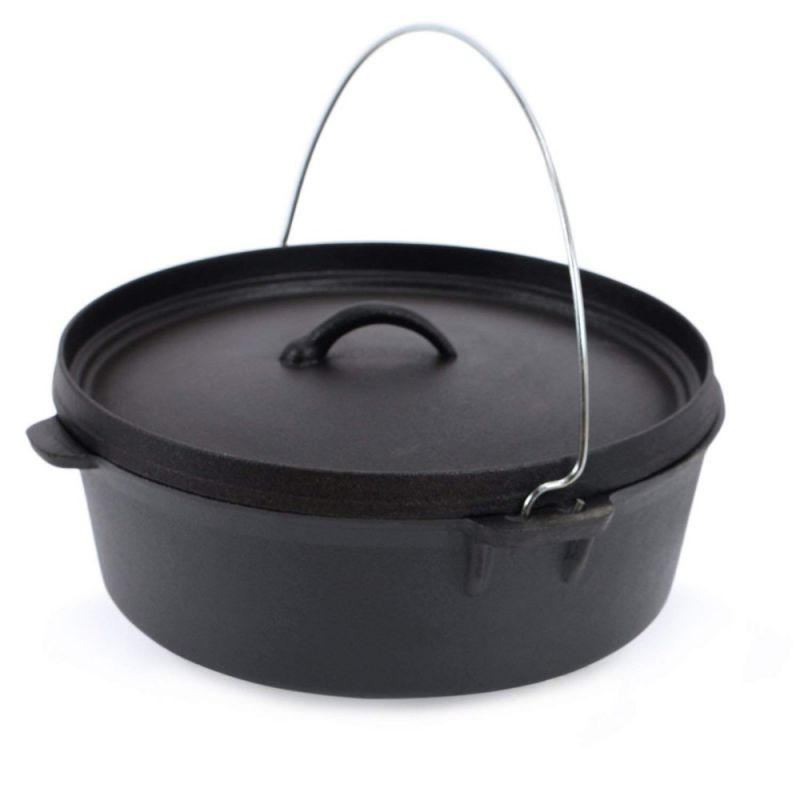 Чугунный кемпинговый котелок для барбекю с предварительной прокалкой