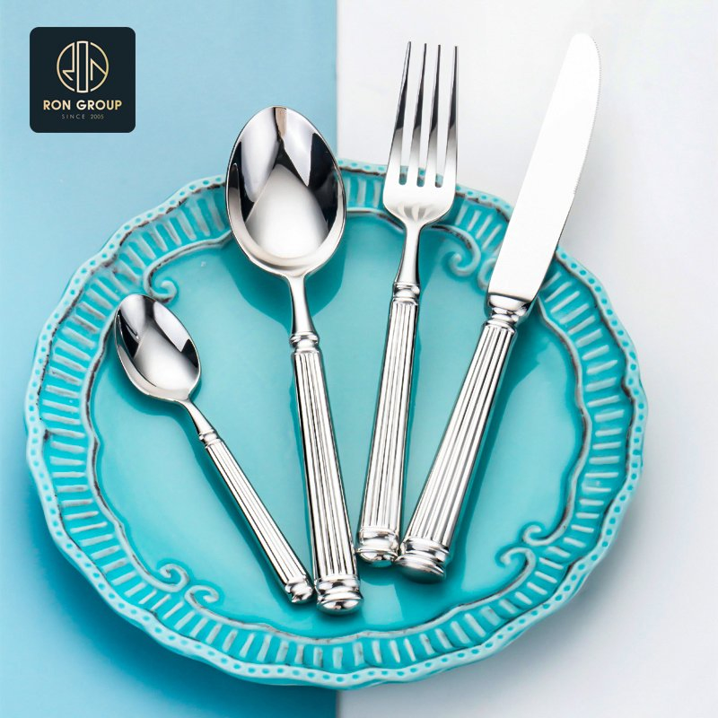 Gold Plated Spoon Fork Set Bulk Gold Flatware Tableware Sets Cutlery for Wedding