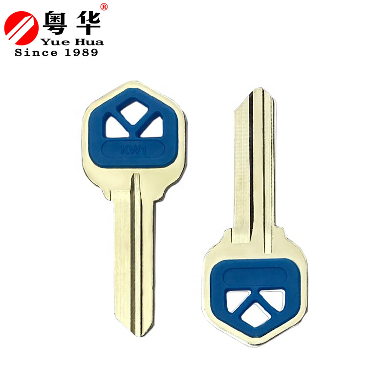 Free Sample Low Price Nickel Plated Kw1 Key Blank Brass Silver Color House Blank Key with Rubber Plastic Head Multi Color for Door Lock
