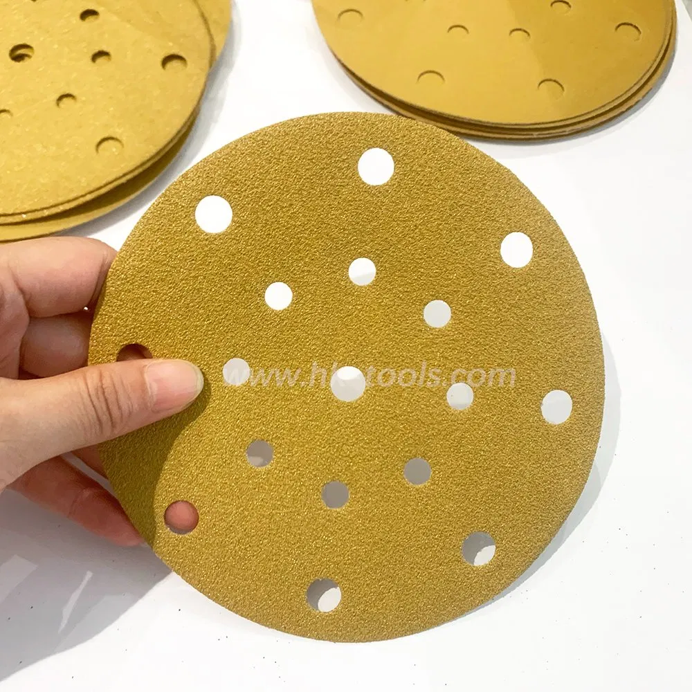 Abrasive Sandpaper 5inch 6holes 8holes Yellow Color Ceramia Sanding Disc