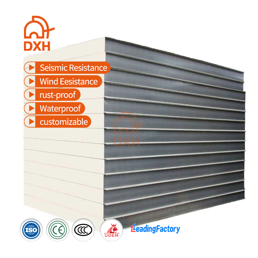 Dxh Factory Manufacture Supplier Customized PU Polyurethane Foam 50mm Insulation Board Cold Room Wall Sandwich Panels