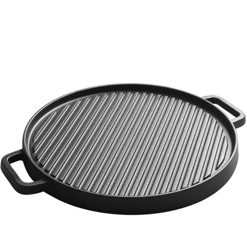 Frying Pan Multifunctional Double Sided Thick Stripes Outdoor Frying Pan