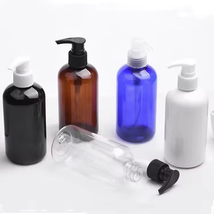 100ml 150ml 200ml 250ml 300ml 500ml Stock Wholesale Boston Round Plastic Amber Shampoo Bottle Plastic Pet Bottle Shampoo HDPE Detergent Bottle