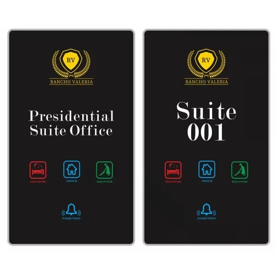 Customized Tempered Glass LED Touch Digital LED Hotel Doorbell System with Dnd Pw Mur Room Number Screen Room Number Doorplate for Hotel Apartment Room