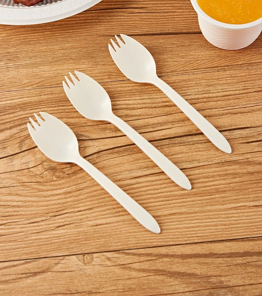Party Cake Baking Biodegradable Cutlery Eco Friendly Disposable Spork Fork and Spoon Tableware