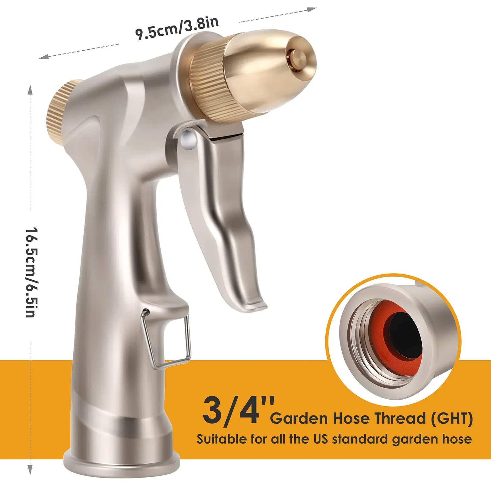 4 Patterns Garden Hose Nozzle Sprayer Metal Heavy Duty Water Hose Nozzle