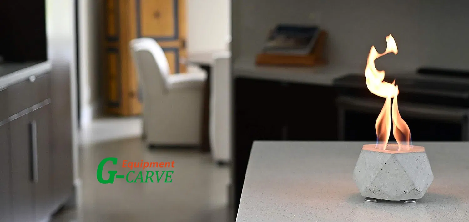 Concrete Tabletop Fire Pit Small Portable Fire Table Top Fireplace Silver