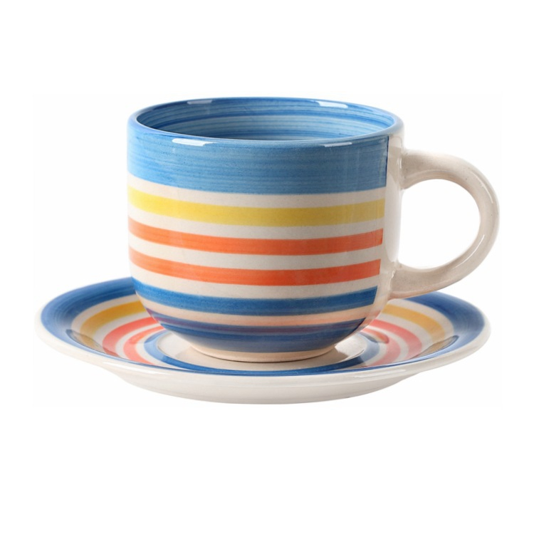 350 Cc Cup and Saucer Handle Decal Stoneware Porcelain Ware Tableware