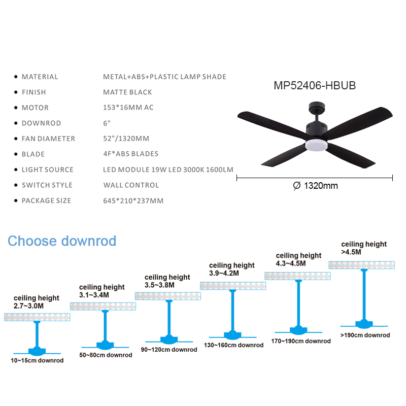North America Modern Energy Saving Home Decorative Ceiling Fan with Light Remote Control LED Ceiling Fan