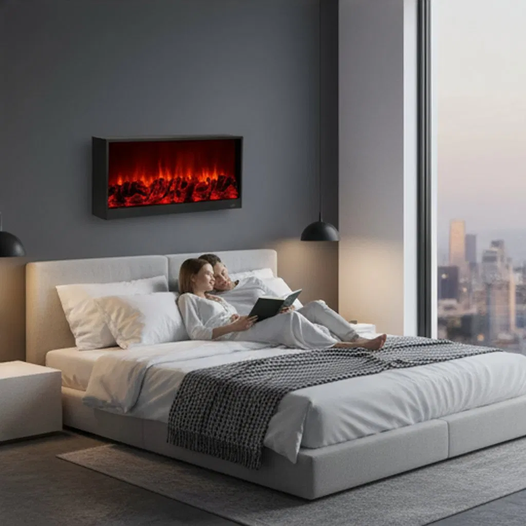 Multi-Color Electric Fireplace with Remote Control and Brightness Adjustment