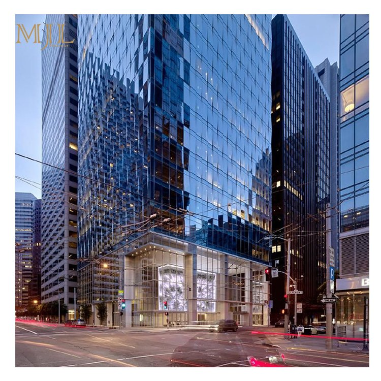 Skyscrape Tinted Tempered Glazed Aluminium Curtain Wall System Exterior Glass Facade Panels Glass Curtain Wall Price