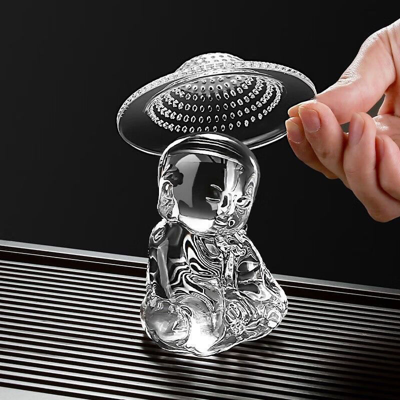 OEM High Borosilicate Glass Buddha Statue Tea Strainer Filter Tea Pet Household Kung Fu Tea Set