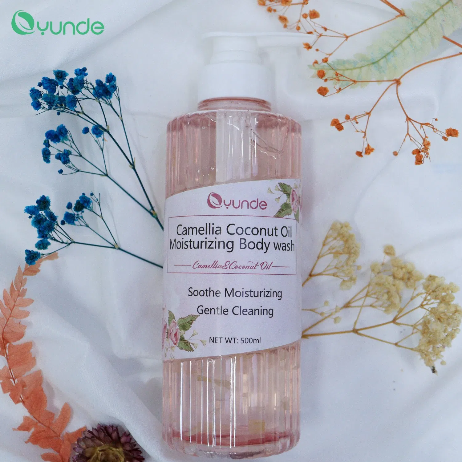 Hot Sale Refreshing Hydrating Coconut Oil Amino Acid Flower Petal Shower Gel