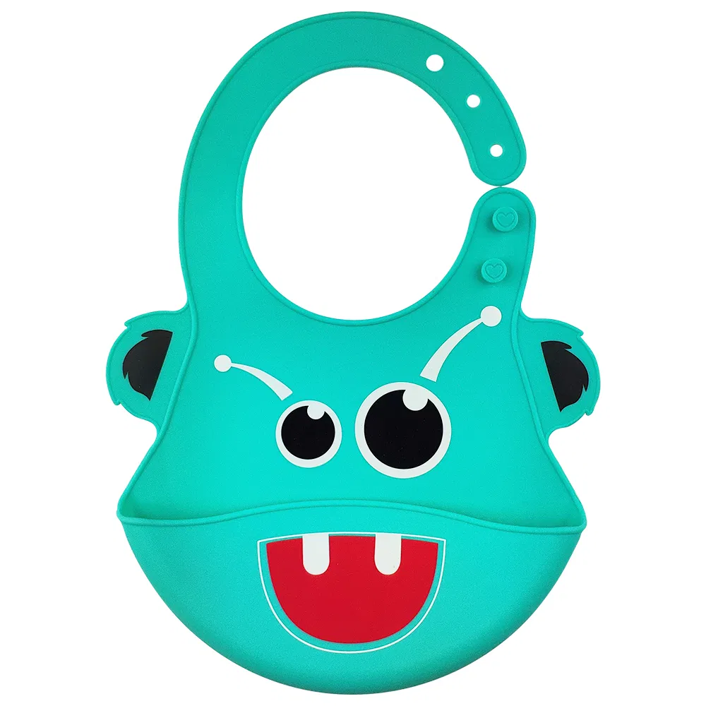 Hot Selling BPA Free Waterproof Silicone Bib Microwave Safe Custom Cartoon Baby Bibs