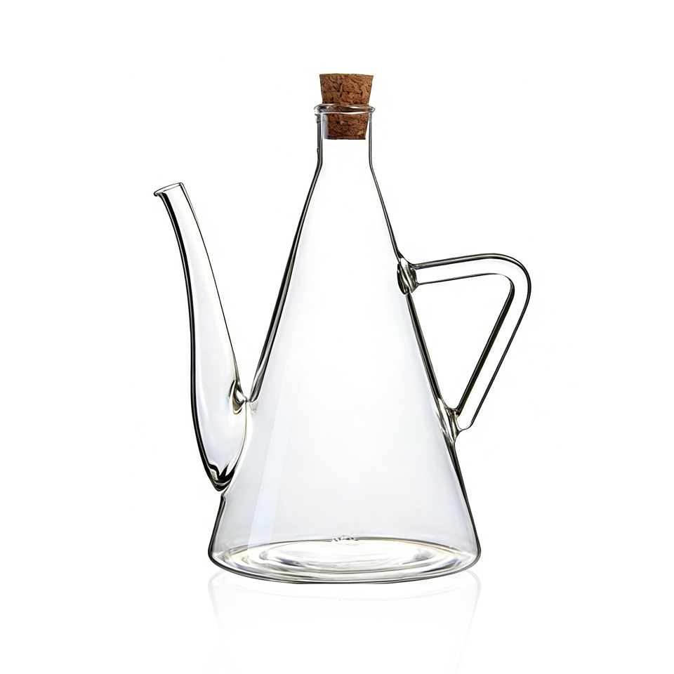 Elegant Glass Cooking Oil Pot with Spout and Lid for Kitchen Supplies